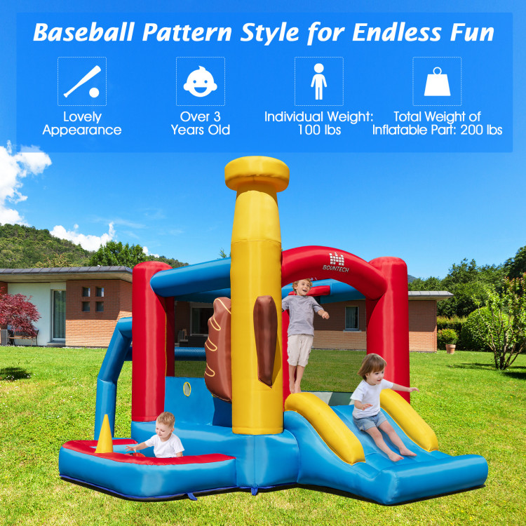 Baseball Themed Inflatable Bounce House with Ball Pit and Ocean BallsCostway Gallery View 3 of 10