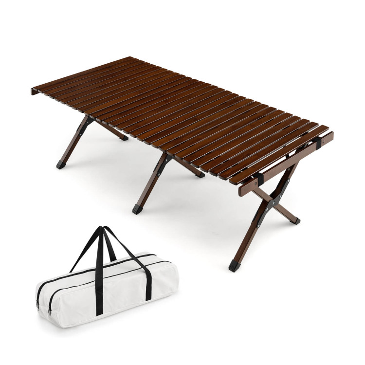 Portable Picnic Table with Carry Bag for Camping and BBQ-BrownCostway Gallery View 1 of 11