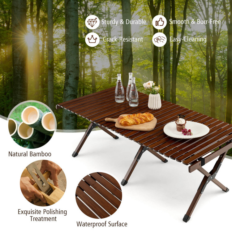 Portable Picnic Table with Carry Bag for Camping and BBQ-BrownCostway Gallery View 6 of 11
