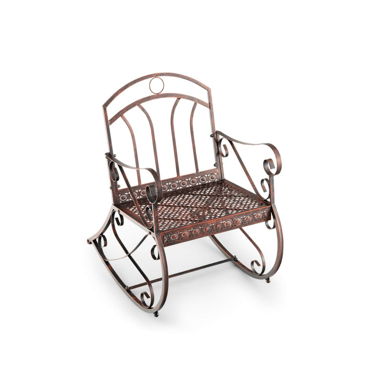 Heavy-Duty Patio Rocking Chair with Ergonomic Backrest and Armrests-RedCostway Gallery View 1 of 11