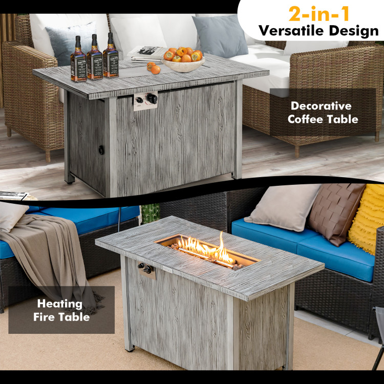 43 Inch 50,000 BTU Propane Fire Pit Table with Removable Lid-GrayCostway Gallery View 3 of 10