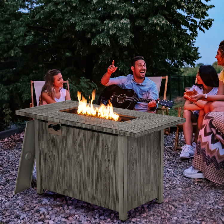 43 Inch 50,000 BTU Propane Fire Pit Table with Removable Lid-GrayCostway Gallery View 6 of 10
