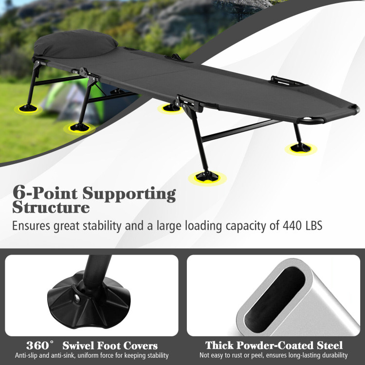 Folding Camping Cot with Detachable Mattress and Adjustable Backrest-GrayCostway Gallery View 9 of 10