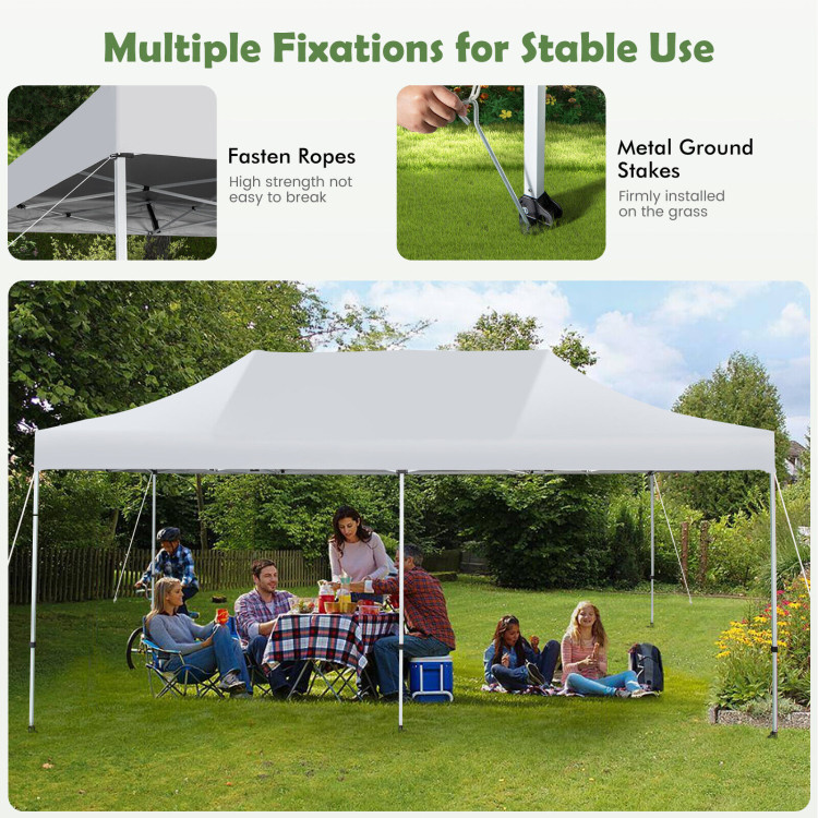 10 x 20 Feet Outdoor Pop-Up Patio Folding Canopy Tent-WhiteCostway Gallery View 6 of 10