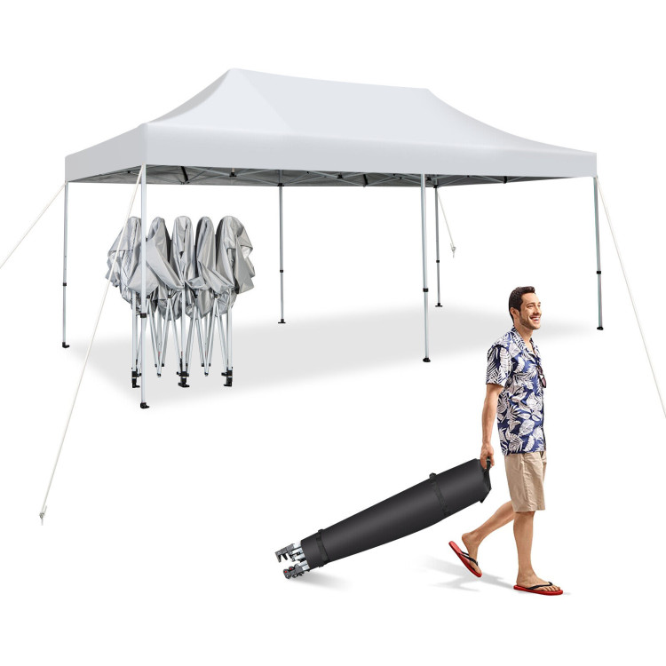 10 x 20 Feet Outdoor Pop-Up Patio Folding Canopy Tent-WhiteCostway Gallery View 7 of 10