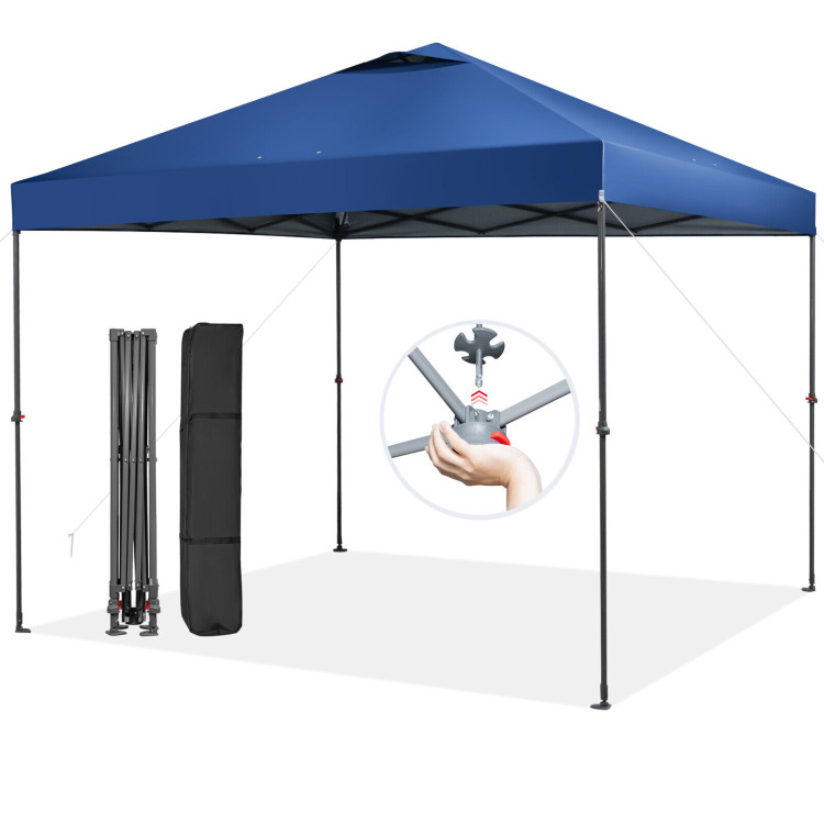 10 x 10 Feet Foldable Outdoor Instant Pop-up Canopy with Carry Bag-BlueCostway Gallery View 1 of 10