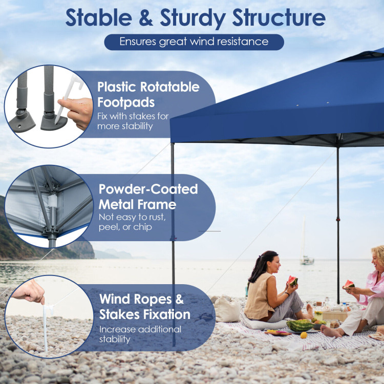 10 x 10 Feet Foldable Outdoor Instant Pop-up Canopy with Carry Bag-BlueCostway Gallery View 10 of 10
