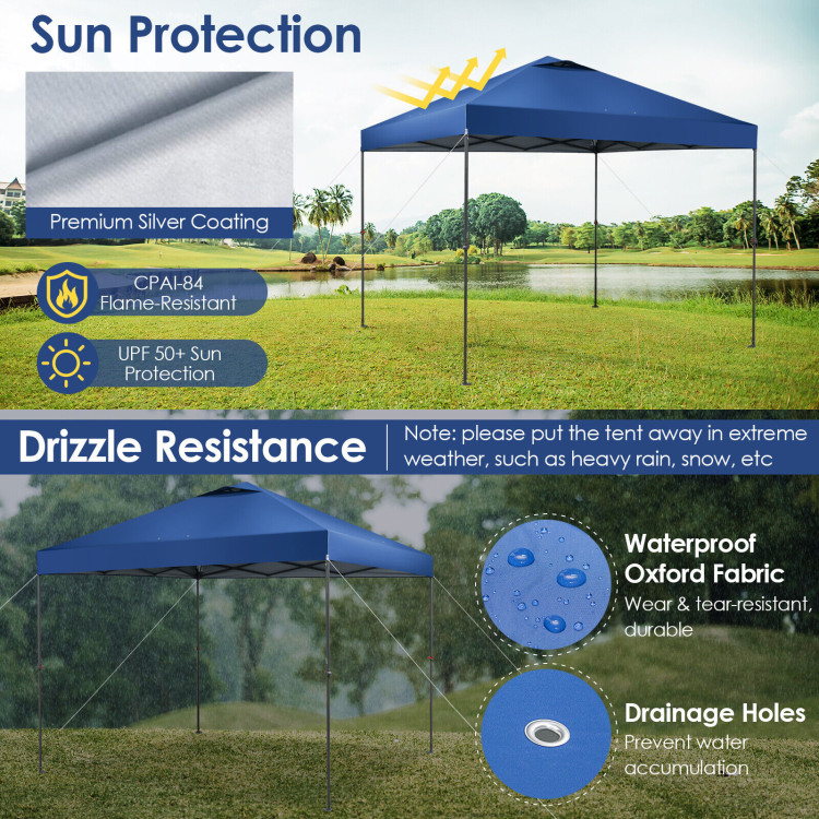 10 x 10 Feet Foldable Outdoor Instant Pop-up Canopy with Carry Bag-BlueCostway Gallery View 7 of 10