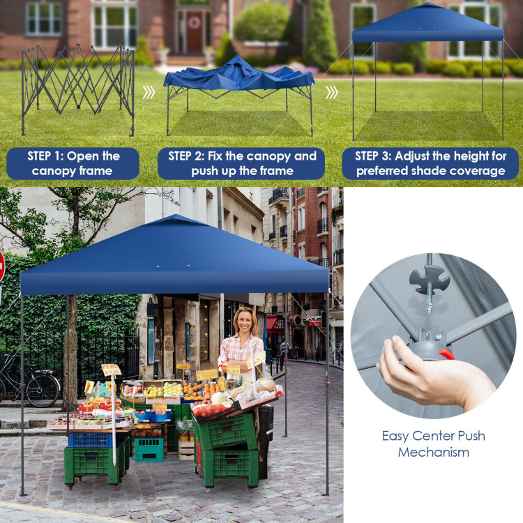 10 x 10 Feet Foldable Outdoor Instant Pop-up Canopy with Carry Bag-BlueCostway Gallery View 8 of 10
