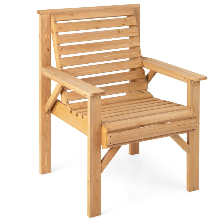 Outdoor Fir Wood Chair with Inclined Backrest - Gallery View 1 of 8