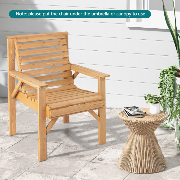 Outdoor Fir Wood Chair with Inclined Backrest - Gallery View 2 of 8