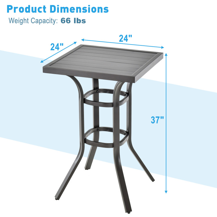 24 Inch Patio Bar Height Table with Aluminum Tabletop and Adjustable Foot Pads - Gallery View 4 of 8