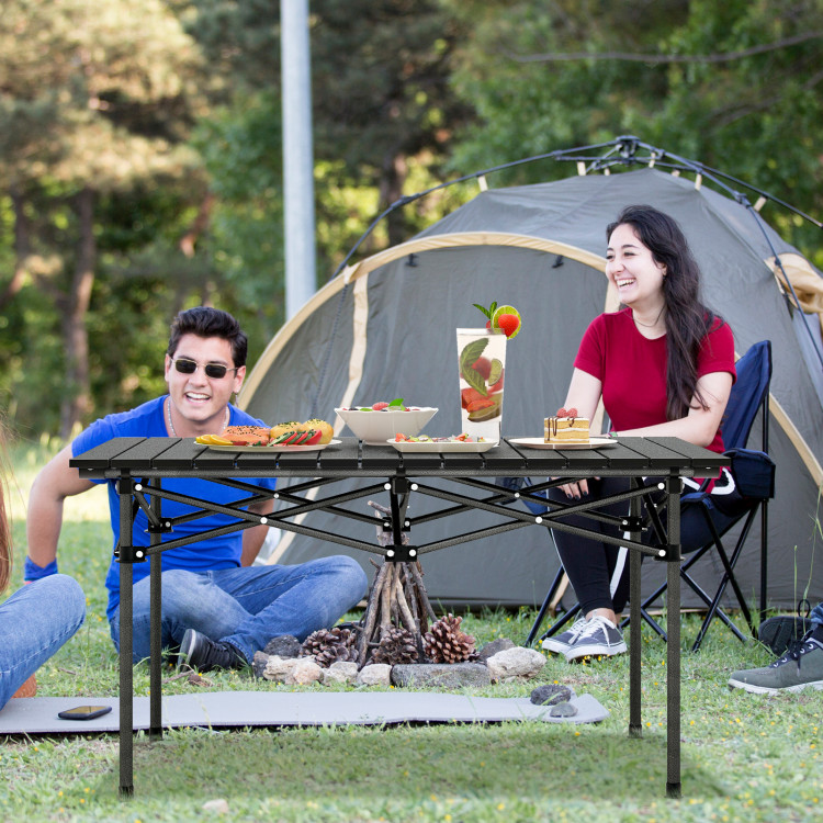 Aluminum Camping Table for 4-6 People with Carry Bag Costway
