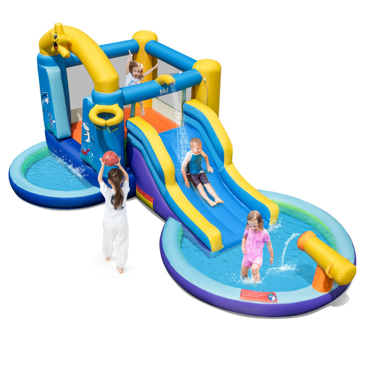 Inflatable Ocean-Themed Bounce House with 680W Blower and 2 Pools - Gallery View 3 of 10