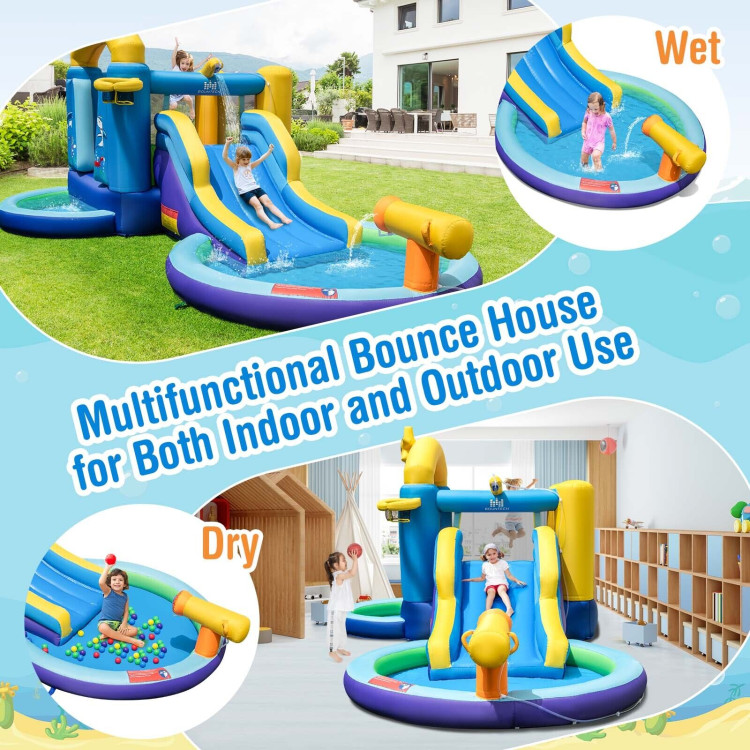 Inflatable Ocean-Themed Bounce House with 680W Blower and 2 Pools - Gallery View 6 of 10