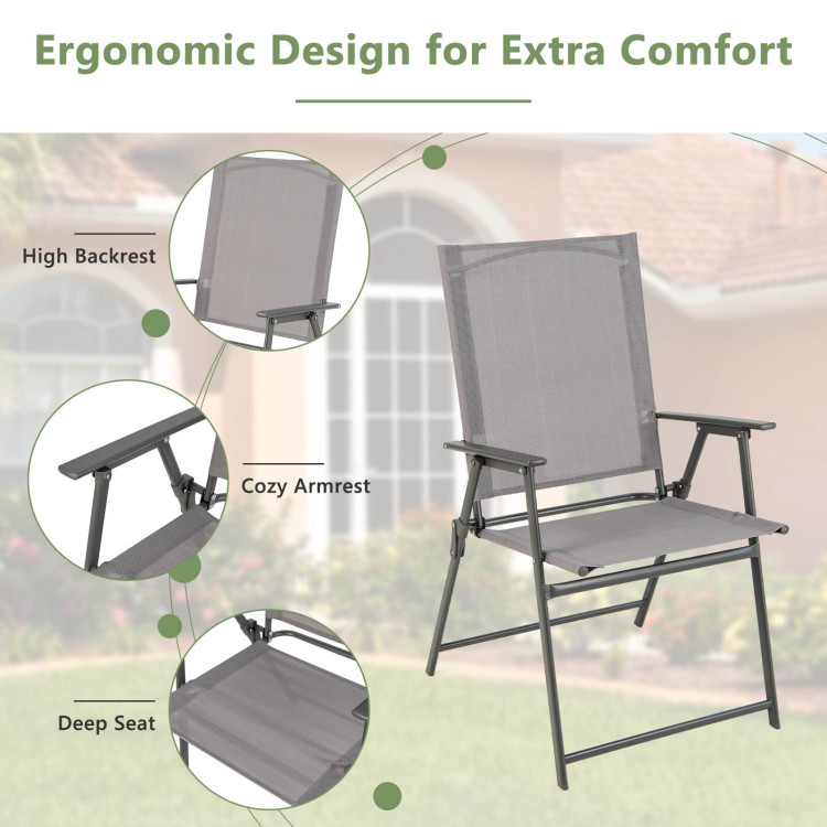 Costway Set of 4 Outdoor Folding Sling Chairs