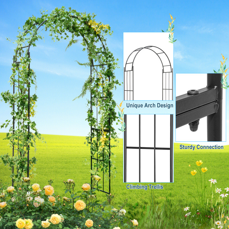 7.5 Feet Metal Garden Arch for Climbing Plants and Outdoor Garden Decor ...