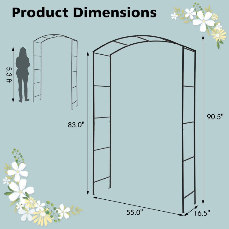 Patio Plant Stand Archway Garden Arch Arbor Trellis with Gate - Gallery View 5 of 11