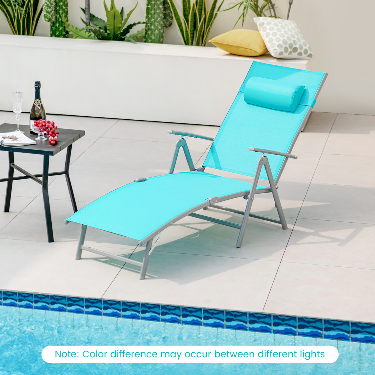 Outdoor Folding Chaise Lounge Chair Reclining Chair for Backyard - Gallery View 2 of 8