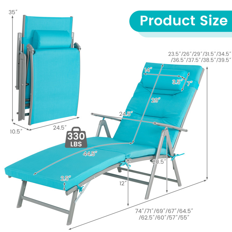 Outdoor Folding Chaise Lounge Chair Reclining Chair for Backyard - Gallery View 3 of 8