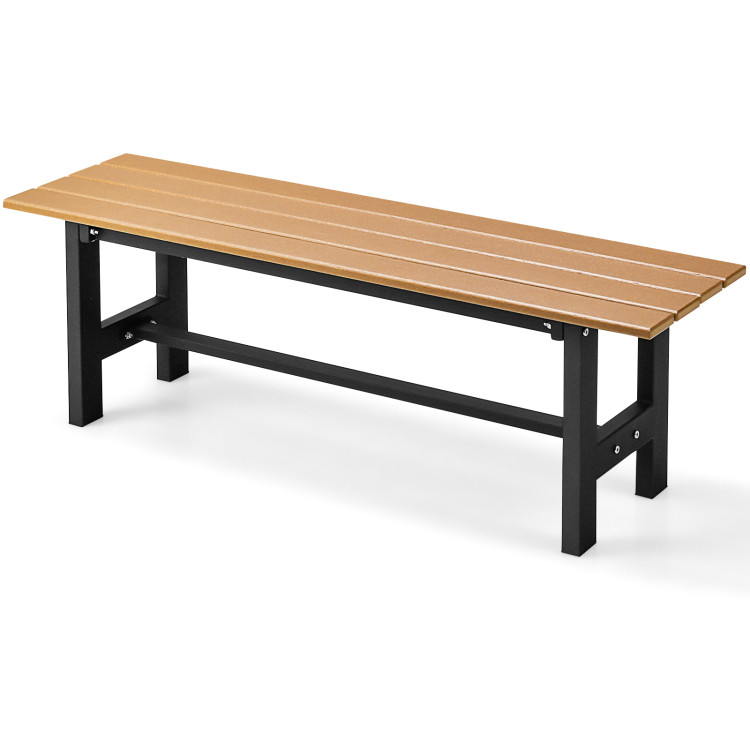47 Inches Outdoor Chair with Slatted Seat and Plastic Coated Iron Frame - Gallery View 1 of 9