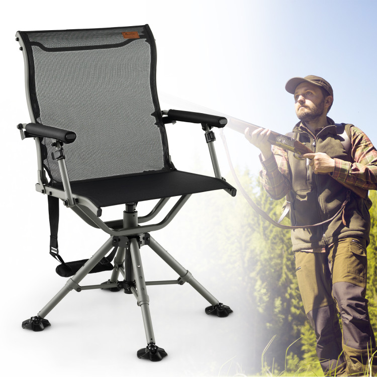 Costway Folding Silent Swivel Blind 360°Swivel Hunting Chair w/All-terrain  Foot Pads