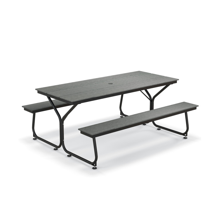 6 Feet Outdoor Picnic Table Bench Set for 6-8 People-Brown | Costway