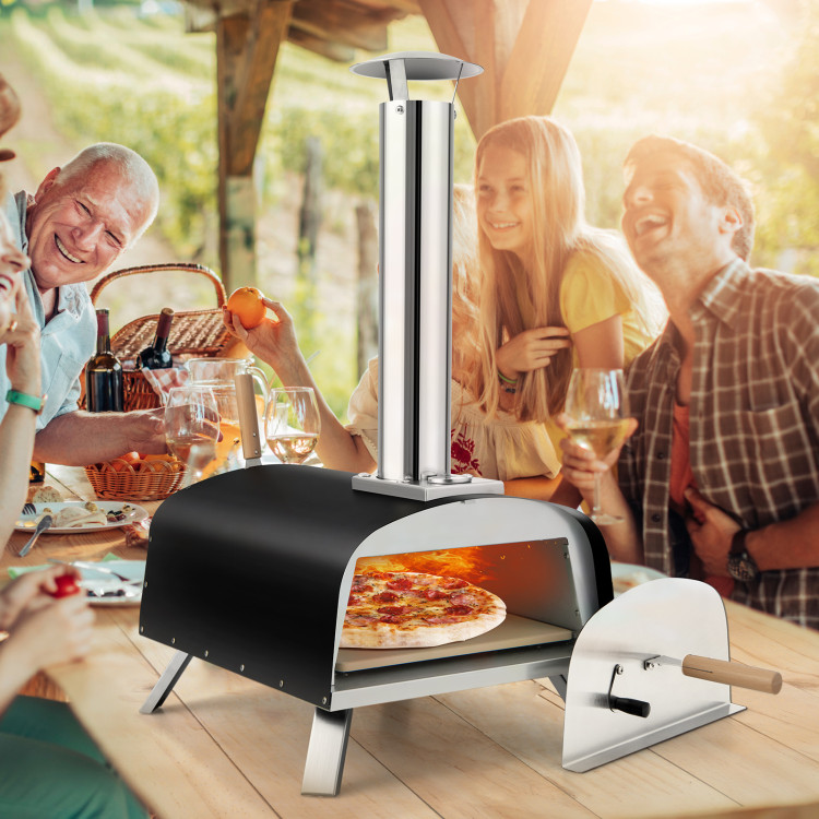 Stone Grill Island with Built-in Gas fired Pizza Oven