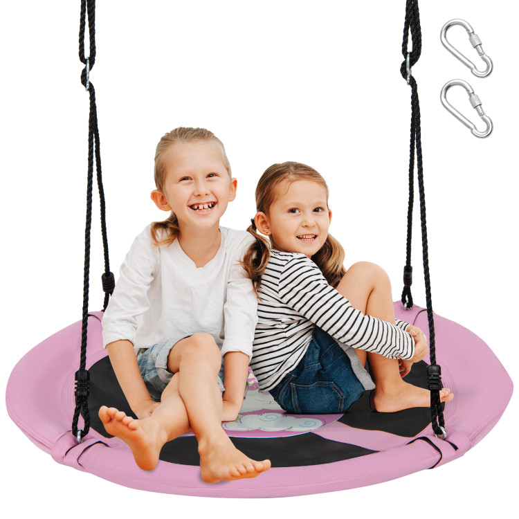 40 Inches Saucer Tree Swing Round with Adjustable Ropes and Carabiners - Gallery View 1 of 9