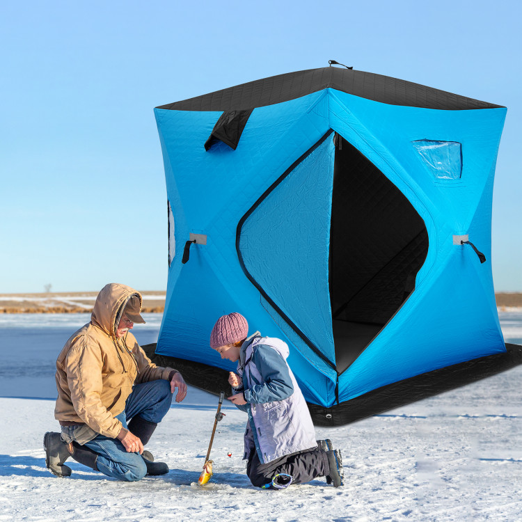 Portable 2 Person Ice Shanty with Cotton Padded Walls - Costway