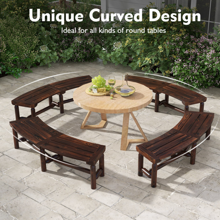 Patio Curved Bench for Round Table Spacious and Slatted Seat - Gallery View 8 of 9