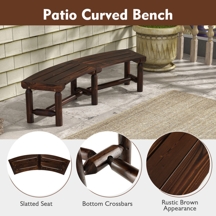 Patio Curved Bench for Round Table Spacious and Slatted Seat - Gallery View 9 of 9