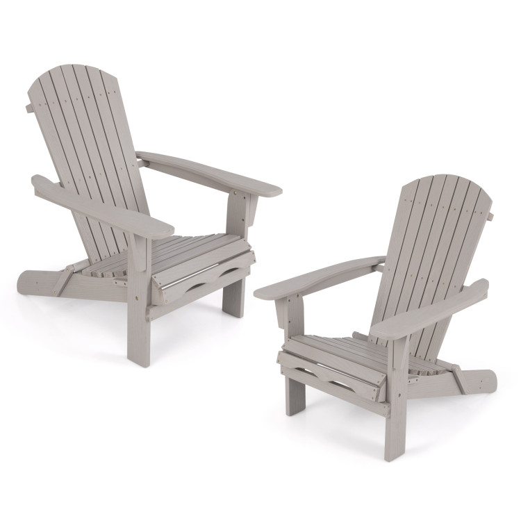 Folding Adirondack Chair Set of 2 with High Backrest and Wide Armrests - Gallery View 1 of 7