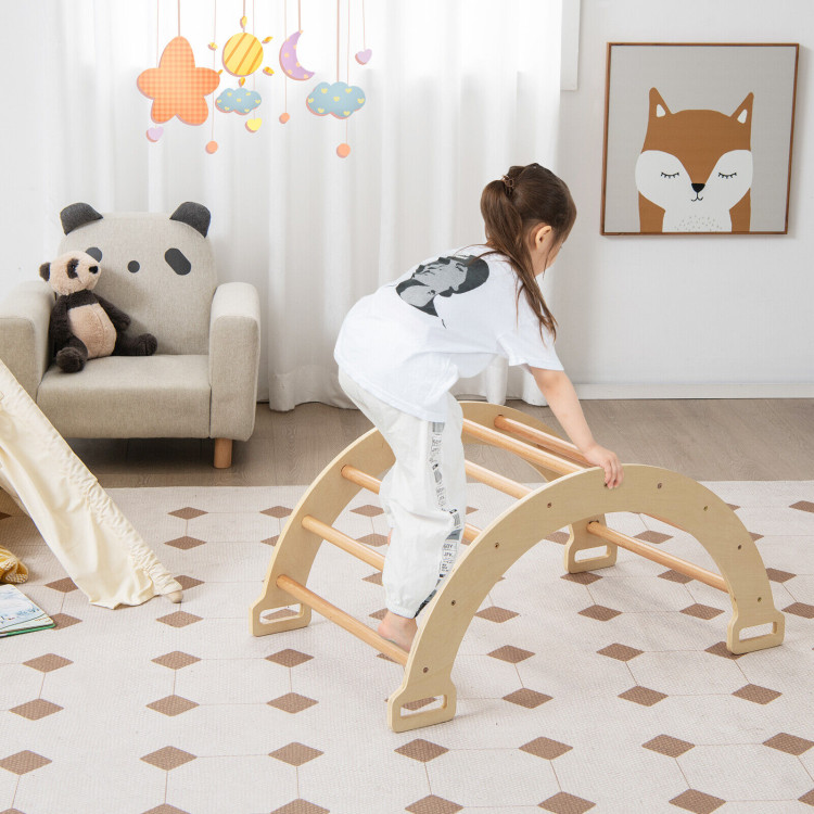 Large climbing arch with pillow, foldable montessori rocker with rock ramp  and arch rocker cushion