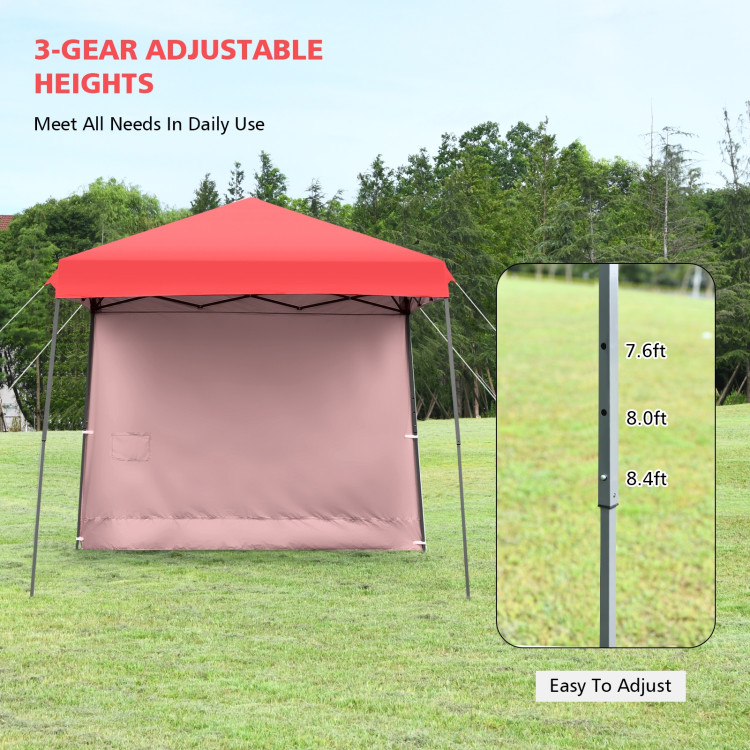 10 x 10 Feet Pop Up Tent Slant Leg Canopy with Detachable Side Wall-RedCostway Gallery View 9 of 13