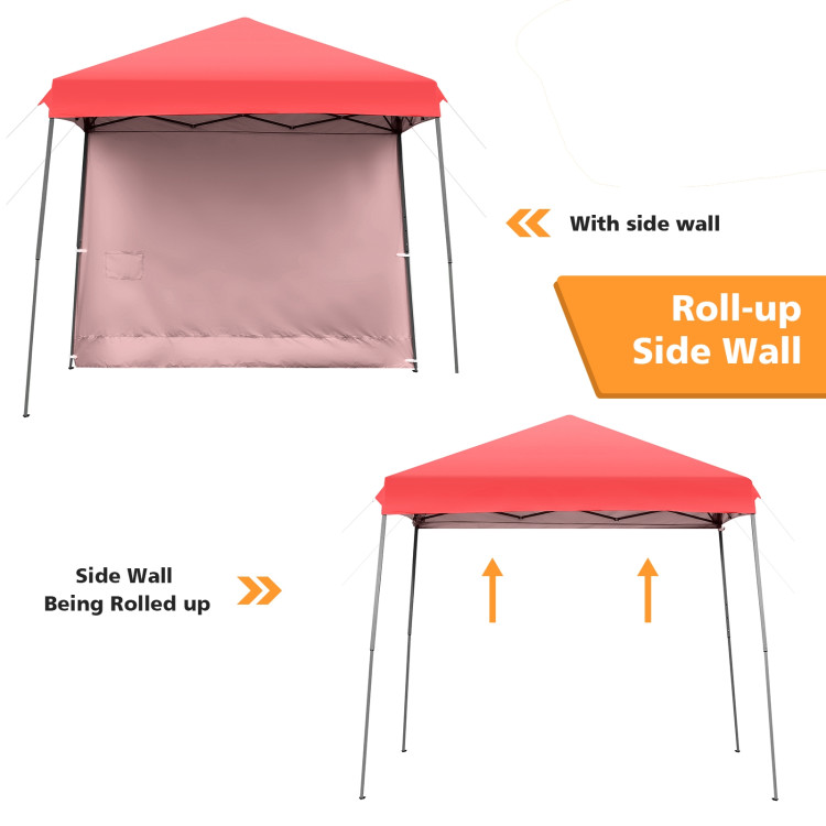 10 x 10 Feet Pop Up Tent Slant Leg Canopy with Detachable Side Wall-RedCostway Gallery View 10 of 13