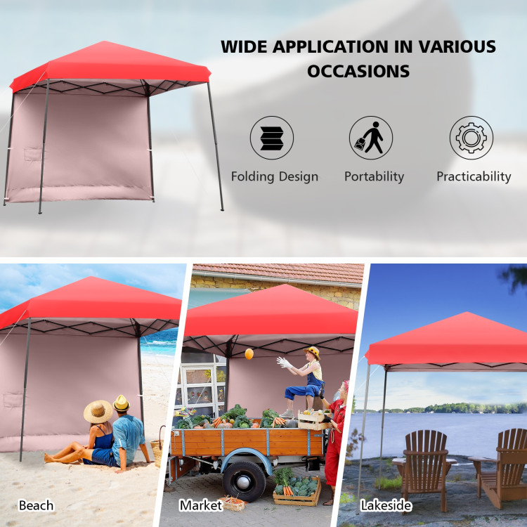 10 ft. x 10 ft. 5-Pieces Red Pop Up Sidewall Canopy Tent of