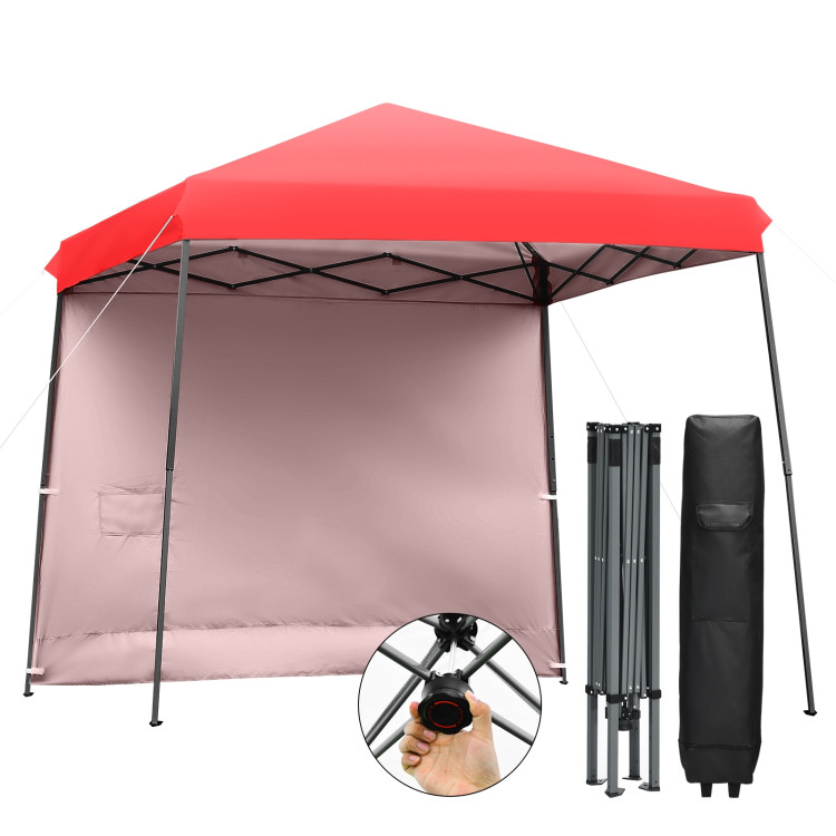 10 x 10 Feet Pop Up Tent Slant Leg Canopy with Detachable Side Wall-RedCostway Gallery View 4 of 13