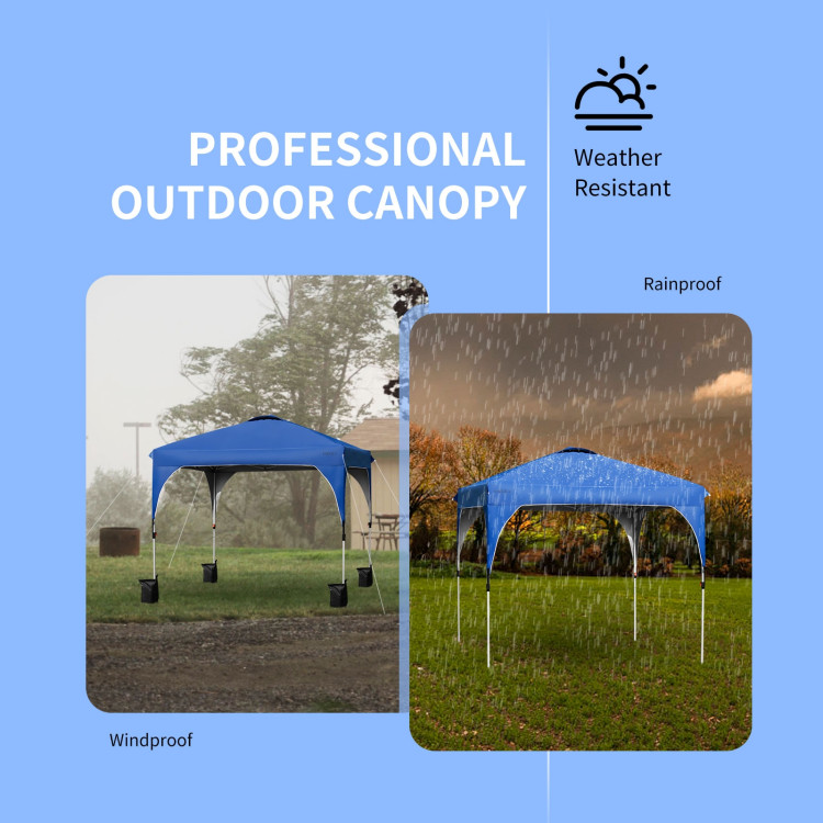 10 x 10 Feet Outdoor Pop-up Camping Canopy Tent with Roller Bag-BlueCostway Gallery View 12 of 12