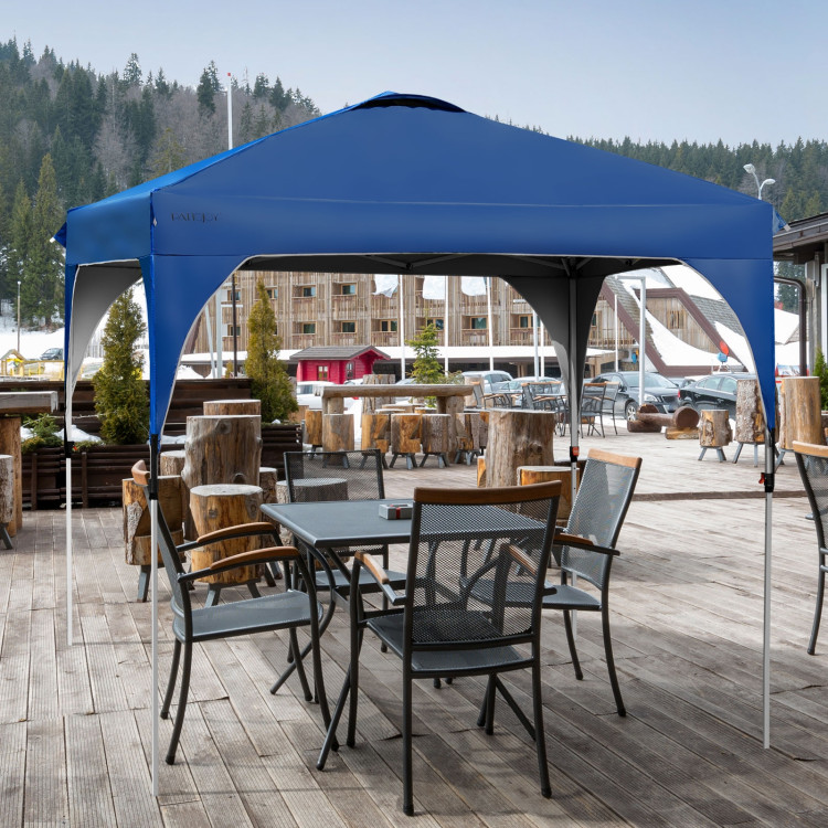 10 x 10 Feet Outdoor Pop-up Camping Canopy Tent with Roller Bag-BlueCostway Gallery View 7 of 12