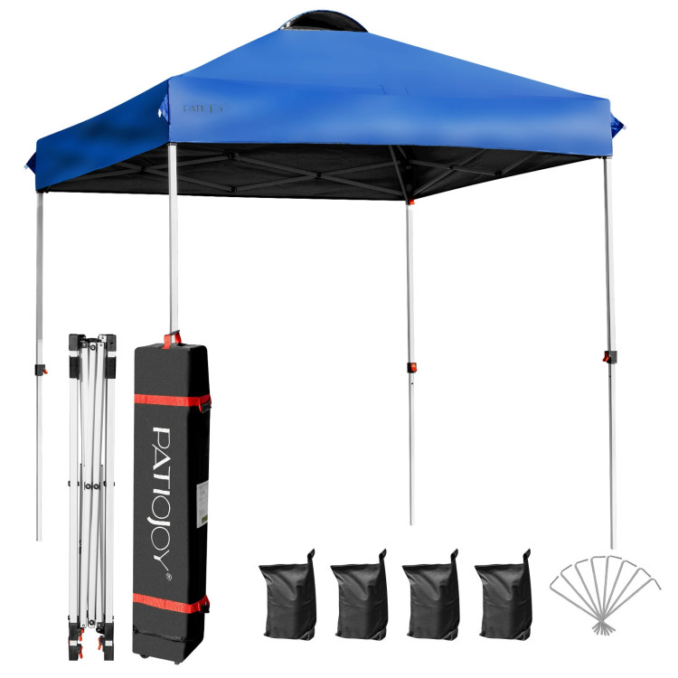 6.6  x 6.6 Feet Outdoor Pop Up Camping Canopy Tent with Roller Bag-BlueCostway Gallery View 9 of 12