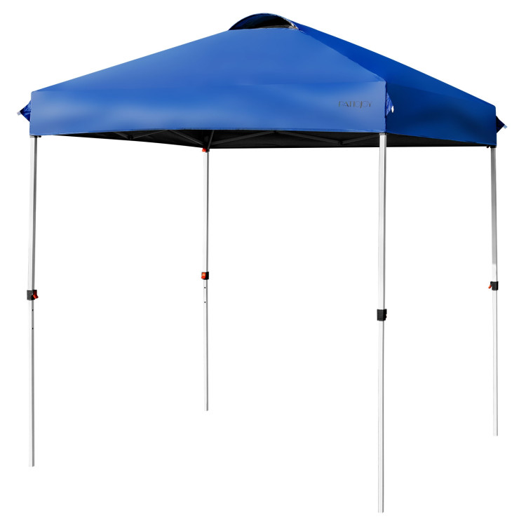 6.6  x 6.6 Feet Outdoor Pop Up Camping Canopy Tent with Roller Bag-BlueCostway Gallery View 8 of 12