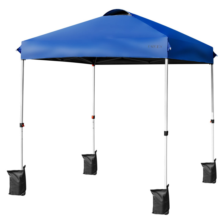 6.6  x 6.6 Feet Outdoor Pop Up Camping Canopy Tent with Roller Bag-BlueCostway Gallery View 3 of 12