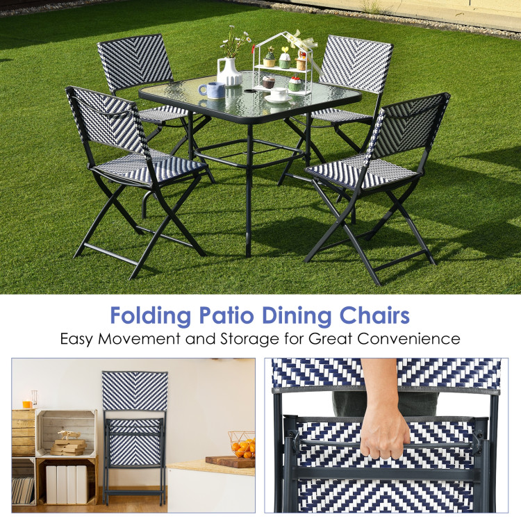 Set of 4 Patio Folding Rattan Dining Chairs for Camping and GardenCostway Gallery View 11 of 13