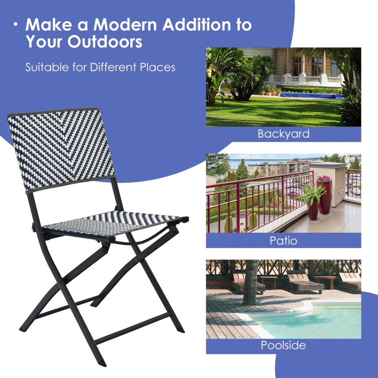 Set of 4 Patio Folding Rattan Dining Chairs for Camping and GardenCostway Gallery View 12 of 13