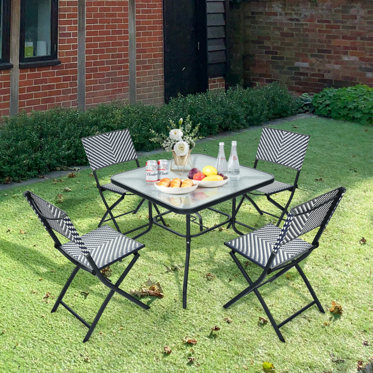 Set of 4 Patio Folding Rattan Dining Chairs for Camping and GardenCostway Gallery View 7 of 13