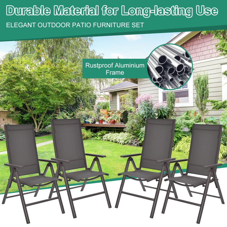 2 Pieces Patio Folding Dining Chairs Aluminium Adjustable Back-GrayCostway Gallery View 10 of 12