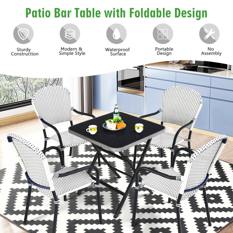 Patio Folding Square Dining Table with Aluminum Frame and Tempered Glass topCostway Gallery View 3 of 12