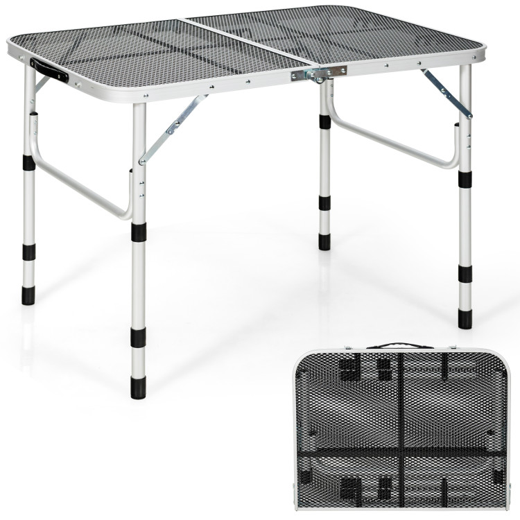 Costway Folding Portable Aluminum Camping Grill Table W/ Storage