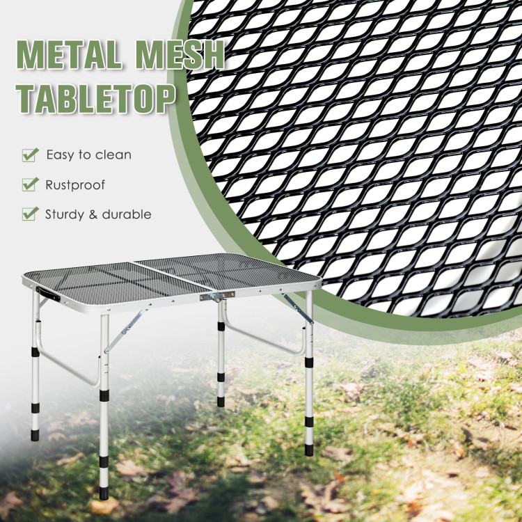 Aluminum Grill Table with Iron Mesh Top-Silver | Costway